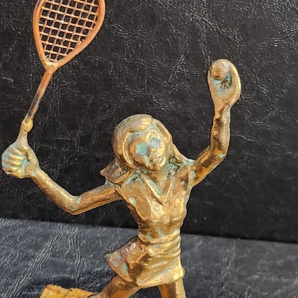 Rare Vintage Bijan Sculpture Tennis Player Mixed Metal-Bronze and Copper - Picture 10 of 10